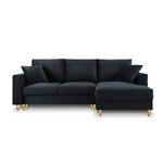 Corner sofa bed (cartadera) mazzini sofas dark blue, velvet, gold metal, better