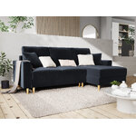 Corner sofa bed (cartadera) mazzini sofas dark blue, velvet, gold metal, better