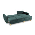 kampinė sofa-lova (cartadera) mazzini sofos benzinas, aksomas, auksinis metalas, geriau