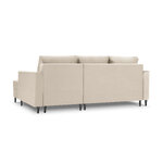 Kampinė sofa-lova (cartadera) mazzini sofos smėlio spalvos, aksomo, juodo chromo metalo, geriau