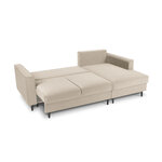 Kampinė sofa-lova (cartadera) mazzini sofos smėlio spalvos, aksomo, juodo chromo metalo, geriau