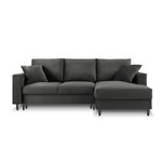 kampinė sofa-lova (cartadera) mazzini sofos tamsiai pilka, aksominė, juoda chromo metalinė, geresnė