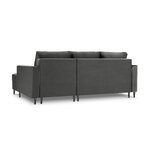 kampinė sofa-lova (cartadera) mazzini sofos tamsiai pilka, aksominė, juoda chromo metalinė, geresnė