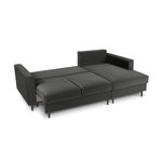 kampinė sofa-lova (cartadera) mazzini sofos tamsiai pilka, aksominė, juoda chromo metalinė, geresnė