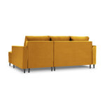 kampinė sofa-lova (cartadera) mazzini sofos geltona, aksominė, juoda chromo metalinė, geresnė