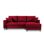 kampinė sofa-lova (cartadera) mazzini sofos raudona, aksominė, juoda chromo metalinė, geresnė