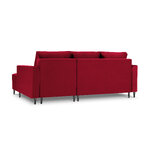 kampinė sofa-lova (cartadera) mazzini sofos raudona, aksominė, juoda chromo metalinė, geresnė