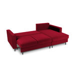 kampinė sofa-lova (cartadera) mazzini sofos raudona, aksominė, juoda chromo metalinė, geresnė