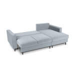 Kampinė sofa-lova (cartadera) mazzini sofos šviesiai mėlyna, aksominė, juoda chromo metalinė, geresnė