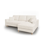 Kampinė sofa-lova (cartadera) mazzini sofos smėlio spalvos, boucle, natūralaus buko mediena, geriau