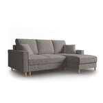 Kampinė sofa-lova (cartadera) mazzini sofos pilka, boucle, natūralaus buko mediena, geresnė