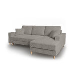 Kampinė sofa-lova (cartadera) mazzini sofos pilka, boucle, natūralaus buko mediena, geresnė