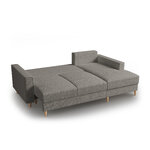 Kampinė sofa-lova (cartadera) mazzini sofos pilka, boucle, natūralaus buko mediena, geresnė