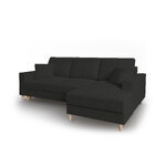 Kampinė sofa-lova (cartadera) mazzini sofos juoda, boucle, natūralaus buko mediena, geresnė