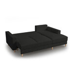 Kampinė sofa-lova (cartadera) mazzini sofos juoda, boucle, natūralaus buko mediena, geresnė