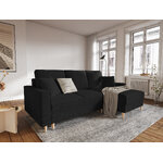 Kampinė sofa-lova (cartadera) mazzini sofos juoda, boucle, natūralaus buko mediena, geresnė