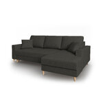 Kampinė sofa-lova (cartadera) mazzini sofos juoda, aksominė, natūralaus buko mediena, geresnė