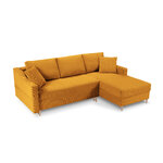 Kampinė sofa-lova (rožinė) mazzini sofa geltona, aksominė, natūralaus buko mediena, geriau