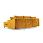 Kampinė sofa-lova (rožinė) mazzini sofa geltona, aksominė, natūralaus buko mediena, geriau