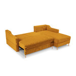 Kampinė sofa-lova (rožinė) mazzini sofa geltona, aksominė, natūralaus buko mediena, geriau