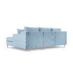 Corner sofa bed (rose) mazzini sofas light blue, velvet, natural beech wood, better