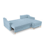 Corner sofa bed (rose) mazzini sofas light blue, velvet, natural beech wood, better