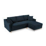 Corner sofa bed (rose) mazzini sofas dark blue, velvet, natural beech wood, better