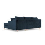 Corner sofa bed (rose) mazzini sofas dark blue, velvet, natural beech wood, better