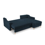 Corner sofa bed (rose) mazzini sofas dark blue, velvet, natural beech wood, better