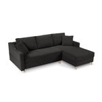 Corner sofa bed (rose) mazzini sofas dark gray, velvet, natural beech wood, better