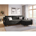 Corner sofa bed (rose) mazzini sofas dark gray, velvet, natural beech wood, better