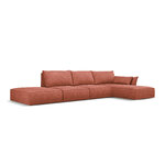 Kampinė sofa &#39;vanda&#39; raudona, šenilinė, juodo plastiko, geriau