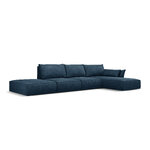 Corner sofa &#39;vanda&#39; deep blue, chenille, black plastic, better