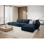 Corner sofa &#39;vanda&#39; deep blue, chenille, black plastic, better