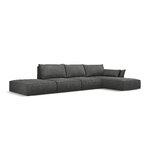 Kampinė sofa &#39;vanda&#39;, pilka, šenilinė, juodo plastiko, geriau