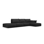 Kampinė sofa &#39;vanda&#39; tamsiai pilka, šenilinė, juodo plastiko, geriau