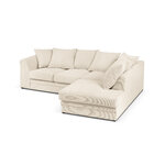 Kampinė sofa (cidoninė) mazzini sofos šviesiai smėlio spalvos, aksominė, be kojų, geriau