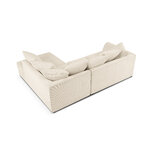 Kampinė sofa (cidoninė) mazzini sofos šviesiai smėlio spalvos, aksominė, be kojų, geriau
