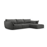 Corner sofa &#39;vanda&#39;, grey, chenille, black plastic, better