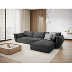 Corner sofa &#39;vanda&#39;, grey, chenille, black plastic, better