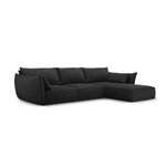 Corner sofa &#39;vanda&#39; dark grey, chenille, black plastic, better