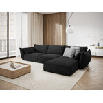 Corner sofa &#39;vanda&#39; dark grey, chenille, black plastic, better