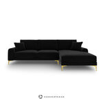 Kampinė sofa (madara) mazzini sofos juoda, aksominė, auksinė metalinė, geriau