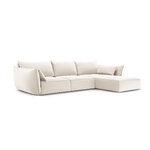 Corner sofa &#39;vanda&#39; light beige, velvet, black plastic, better