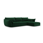 Corner sofa &#39;vanda&#39; bottle green, velvet, black plastic, better