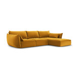 Corner sofa &#39;vanda&#39; yellow, velvet, black plastic, better