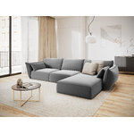 Corner sofa &#39;vanda&#39; grey, velvet, black plastic, better