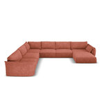 Panoramic corner sofa &#39;vanda&#39; red, chenille, black plastic, left