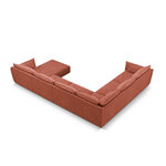 Panoramic corner sofa &#39;vanda&#39; red, chenille, black plastic, left