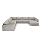 Panoraminė kampinė sofa &#39;vanda&#39; šviesiai pilka, šenilinė, juodo plastiko, kairė